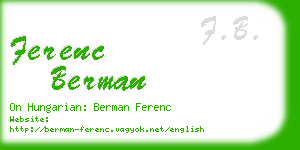 ferenc berman business card